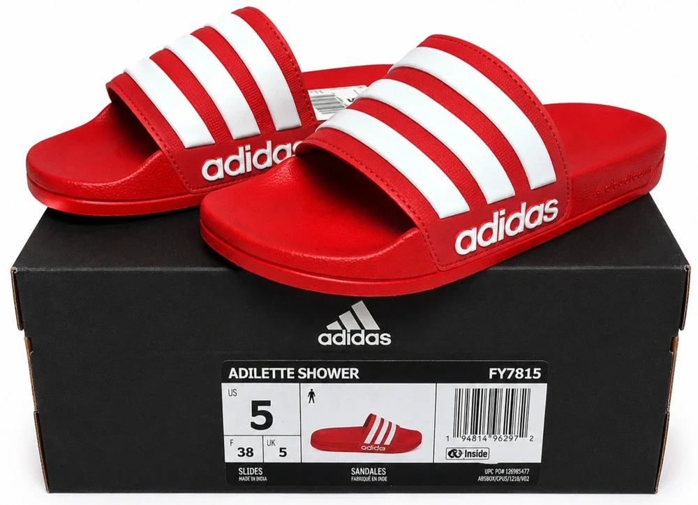 Adidas Adilette Shower Slides Sandals FY7815 Red White Men's 5 Women's 6 New